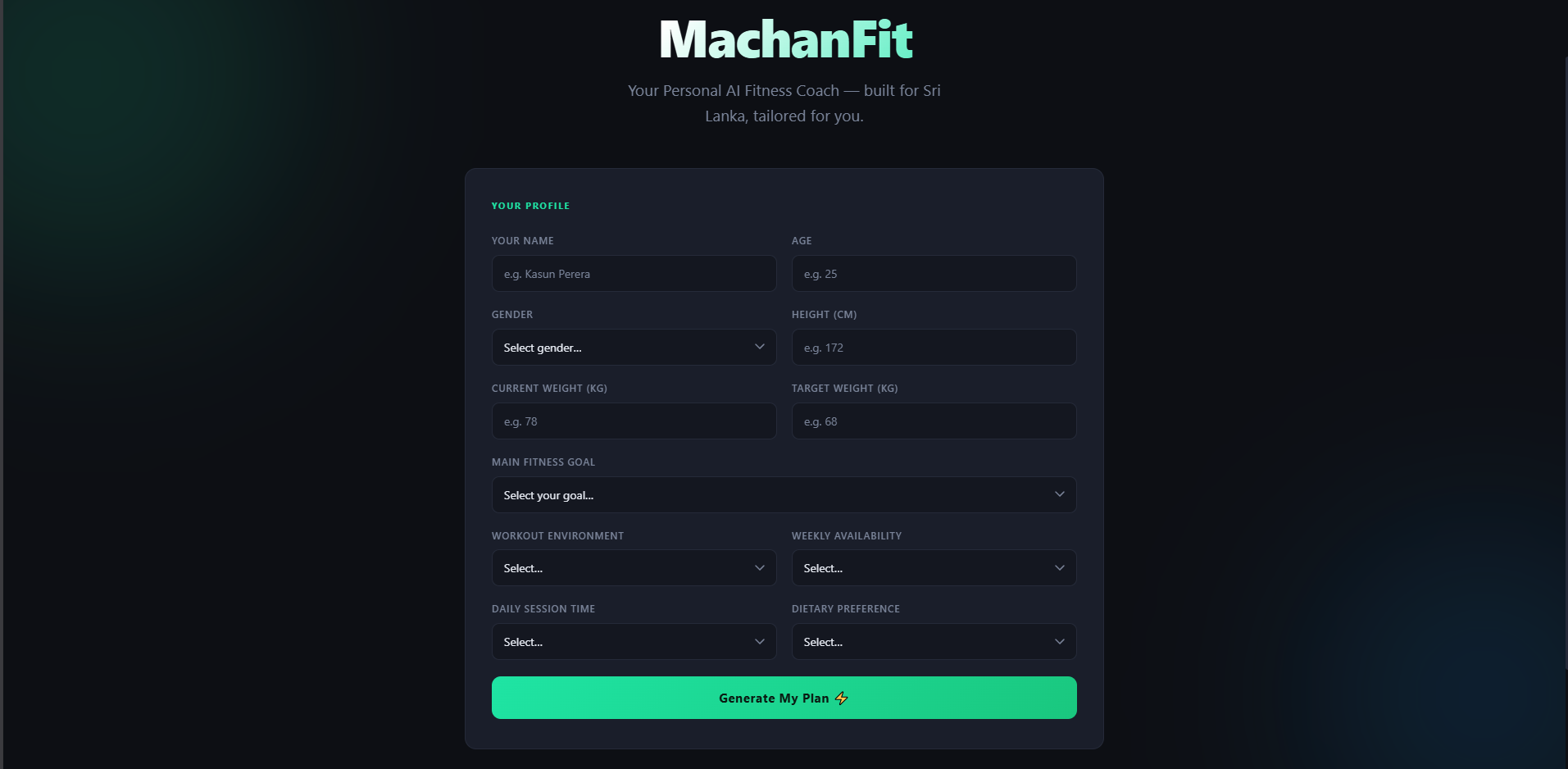 Fitness Planner screenshot